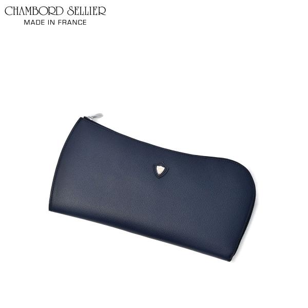 CHAMBORD SELLIER【シャンボールセリエ】クラッチバッグ CH.465 ANGER MINI CRUMBS MARINE SILVER シボ革 ネイビー