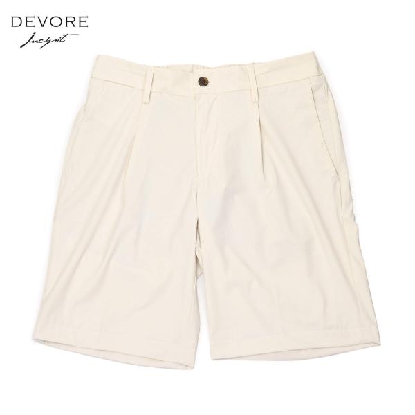 【FINAL SALE】DEVORE Incipit【デヴォレ インチピット】ワンプリーツ イージーショートパンツ D155C 1000 114 ナイロン ストレッチ アイボリー