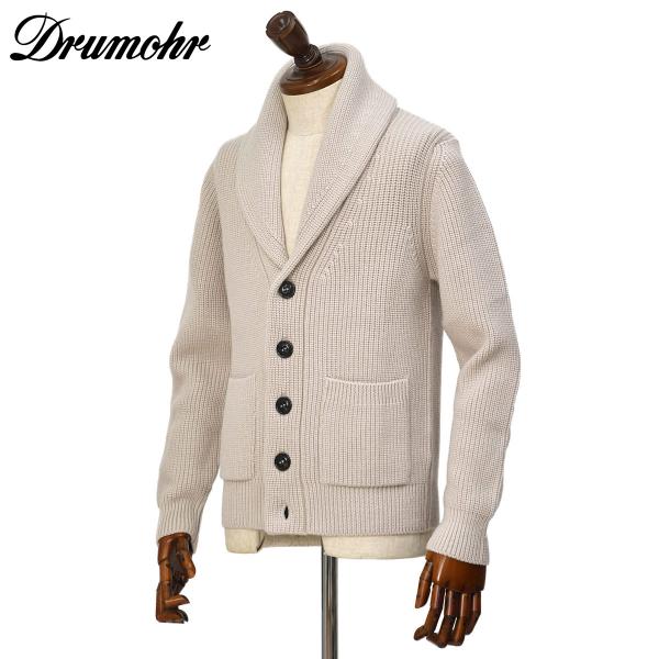 Drumohr【ドルモア】ショールカラーカーディガン D5M419PN D03 130 メリノウール 5G オイスター