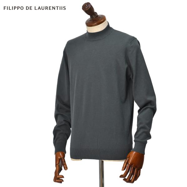FILIPPO DE LAURENTIIS【フィリッポ デ ローレンティス】モックネックニット LU1ML20 970 クレープコットン 14G スレートグレー