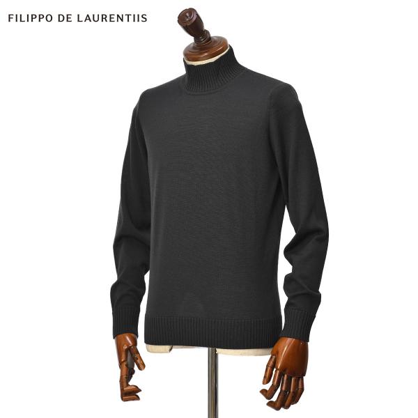 FILIPPO DE LAURENTIIS【フィリッポ デ ローレンティス】元別注モックネックニット LU3ML20 ロイヤルメリノウール 16G×10G チャコールグレー