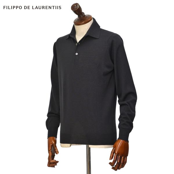 FILIPPO DE LAURENTIIS【フィリッポ デ ローレンティス】ニットポロ PL1ML20 RM20 960 16G ロイヤルメリノウール チャコールグレー