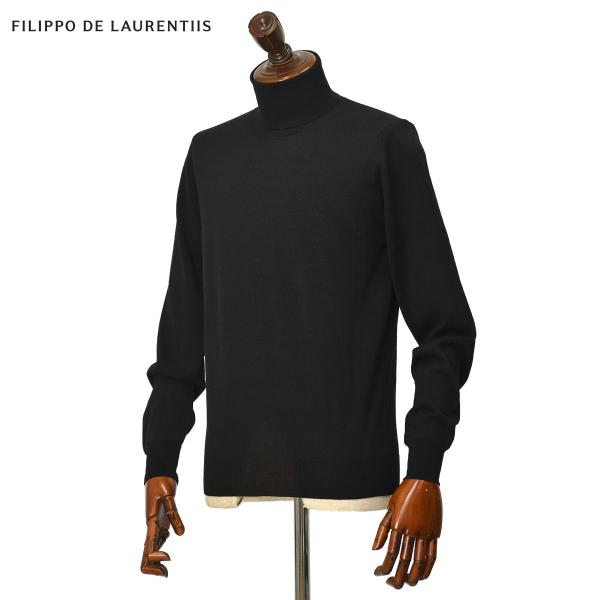 FILIPPO DE LAURENTIIS【フィリッポ デ ローレンティス】タートルネックニット DV1ML20 RM16 990 16G ロイヤルメリノ ウール ブラック