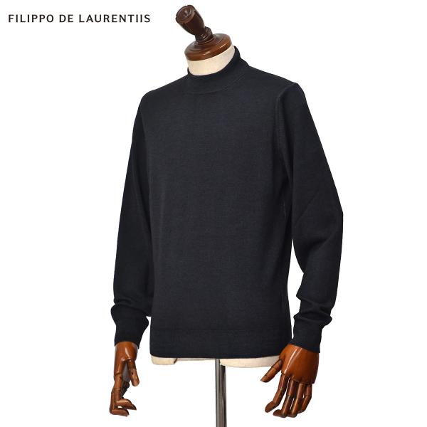 FILIPPO DE LAURENTIIS【フィリッポ デ ローレンティス】ハリヌキモックネックニット LU1ML15 RM16C ロイヤルメリノ ウール 16G ネイビー