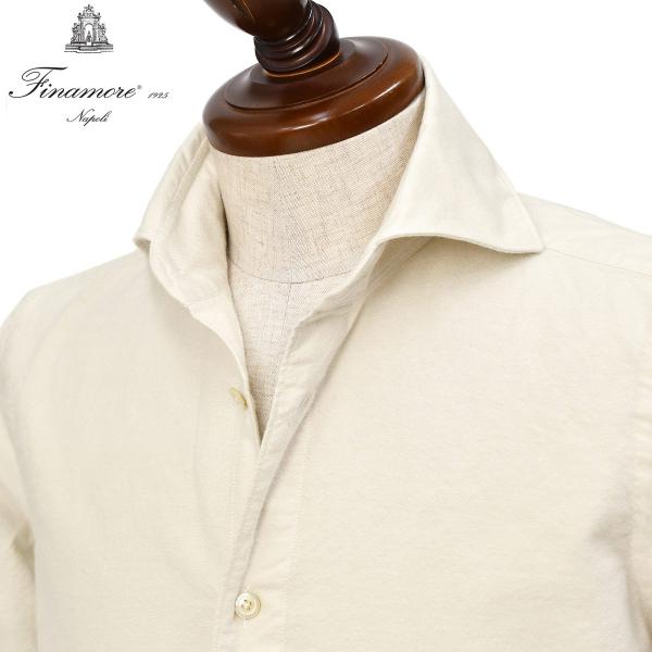 Finamore【フィナモレ】シャツ PIERO BALI C0615 2 コットン ライトフランネル オックスフォード クリーム