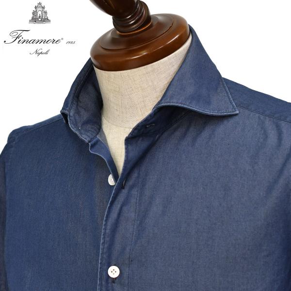 Finamore【フィナモレ】シャツ PIERO BALI C0505D 12 コットン ダンガリー インディゴブルー