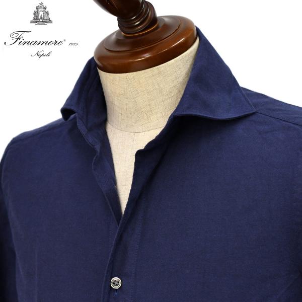 Finamore【フィナモレ】シャツ PIERO BALI A5061 16 コットン フランネル ツイル ダークネイビー