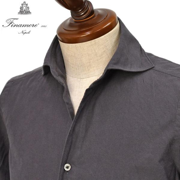 Finamore【フィナモレ】シャツ PIERO BALI A5061 15 コットン フランネル ツイル グレー