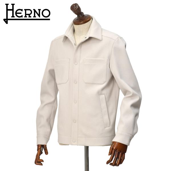 HERNO【ヘルノ】シャツブルゾン GI00115UR 12907 1985 ポリエステル レーヨン アセテート アイボリー