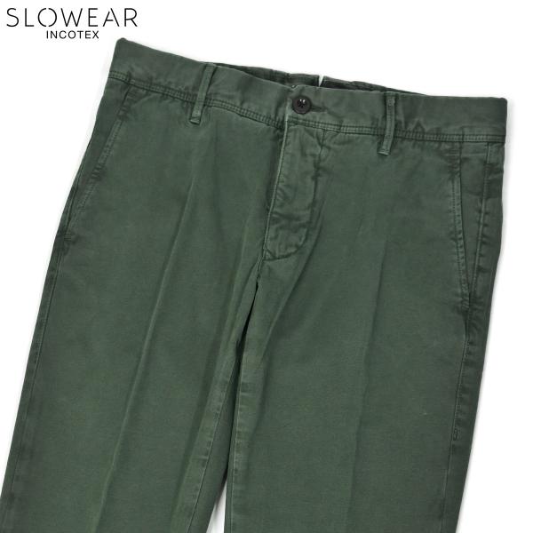 INCOTEX SLACKS【インコテックス スラックス】ノープリーツパンツ 18S100 40600 731 コットン ストレッチ ガーメントダイ オリーブ