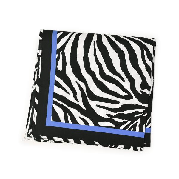 Dieffe Kinloch【ディエッフェ・キンロック】プリントハンカチ Zebra コットン ブラック×ホワイト