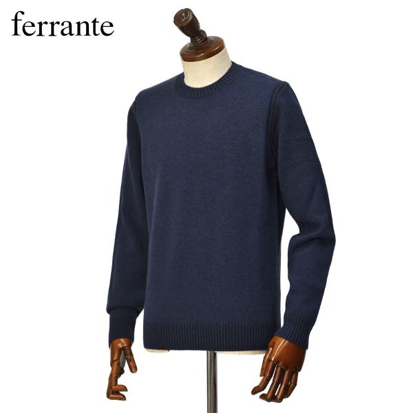 FERRANTE【フェランテ】リブクルーネック 56U3017 121 エクストラファインメリノウール ネイビー
