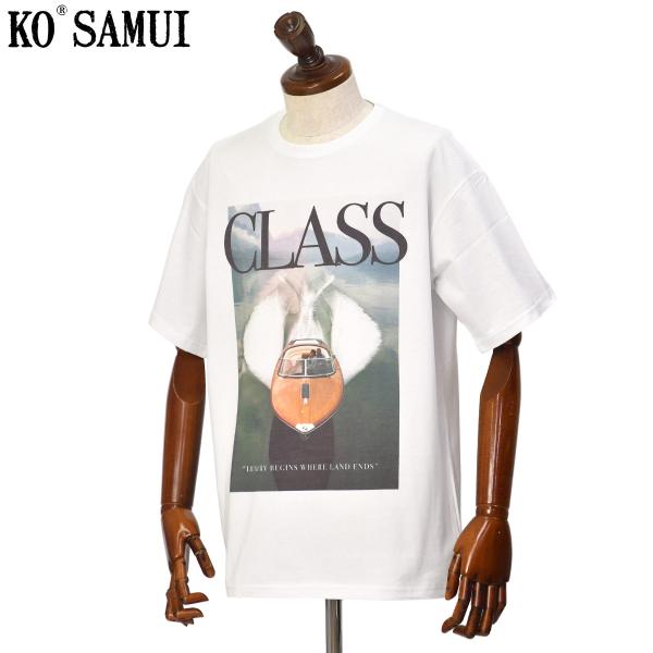 KO SAMUI【コ サムイ】半袖クルーネックプリントTシャツ KMTR S787 LUXURY コットン ホワイト