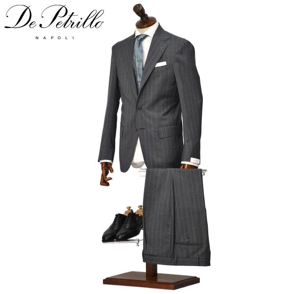 De Petrillo【デ ペトリロ】シングルスーツ NAPOLI TS25010 5420 ヴァージンウール チョークストライプ ミディアムグレー