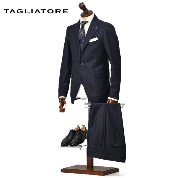 【size44,48】TAGLIATORE【タリアトーレ】シングルスーツ 2SVF22B11 VESVIO SUPER110'S ウール チョークストライプ ネイビー