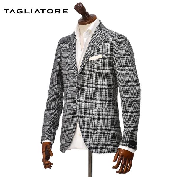 TAGLIATORE【タリアトーレ】シングルジャケット 1SMC22K MONTECARLO ヴァージンウール グレンチェック ブラック×ライトグレー