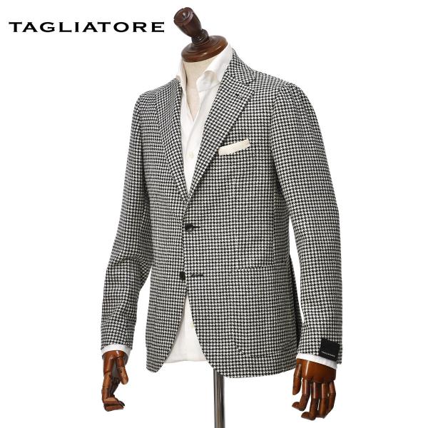 TAGLIATORE【タリアトーレ】シングルジャケット 1SMC22K MONTECARLO N1162 ヴァージンウール カシミヤ 千鳥 ブラック×オフホワイト