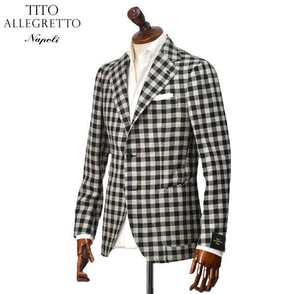 TITO ALLEGRETTO【ティト アレグレット】シングルジャケット TA05241044 ウール リネン ビッグギンガム ブラック×ホワイト