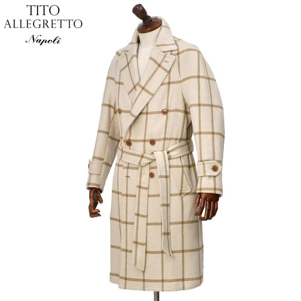TITO ALLEGRETTO ウールカシミアベルテッドコートキャメルサイズ52 TITO ALLEGRETTO【ティト アレグレット】ダブルベルテッドコート 3890