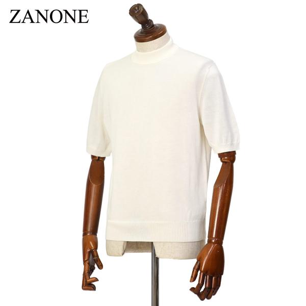 【FINAL SALE】ZANONE【ザノーネ】半袖モックネック 810118 ZY318 Z3372 コットン ホワイト
