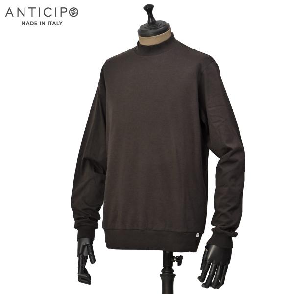 ANTICIPO【アンティチポ】モックネックカットソー FIANO LUNGO smooth 180 コットン ダークブロンズ
