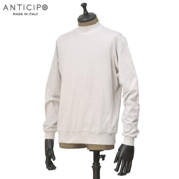 ANTICIPO【アンティチポ】モックネックカットソー FIANO LUNGO smooth 020 コットン アイスグレー