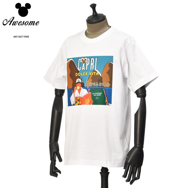 AWESOME【オーサム】リラックスシルエットプリントTシャツ MIAMI 25SS0072 WHITE コットン capri ホワイト