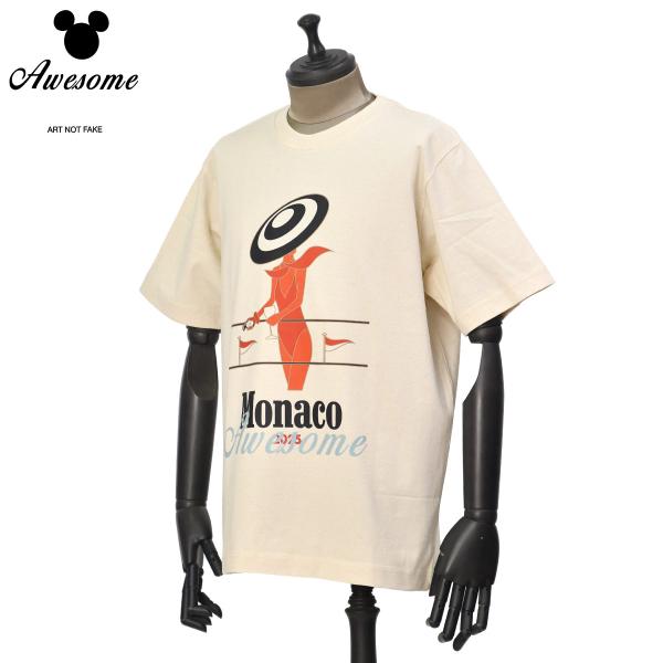 AWESOME【オーサム】リラックスシルエットプリントTシャツ MIAMI 26SS0034 NATURAL RAW コットン monaco バター