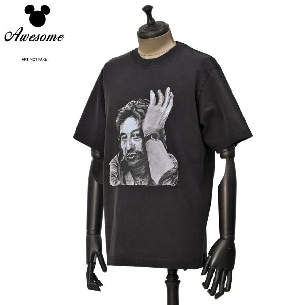AWESOME【オーサム】リラックスシルエットプリントTシャツ MIAMI OLD 007 DYED BLACK コットン ゲンズブール アッシュブラック