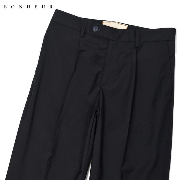 BONHEUR【ボネール】ワンプリーツパンツ Violina 2500 BLU NOTTE ウール ネイビー