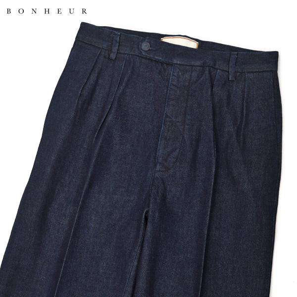 BONHEUR【ボネール】2プリーツデニムスラックス Pelosa L.0 BLU コットン インディゴ