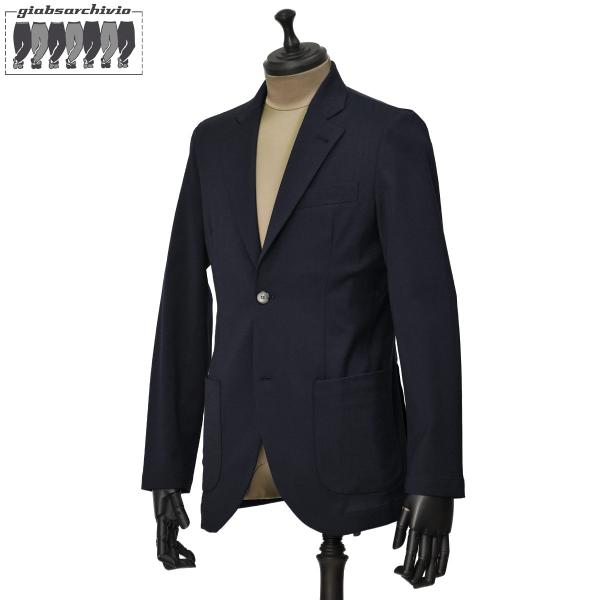 【SALE】giab's ARCHIVIO【ジャブス アルキヴィオ】シングルジャケット セットアップ対応 STROZZI L テクノウール ポリエステル ウール ネイビー