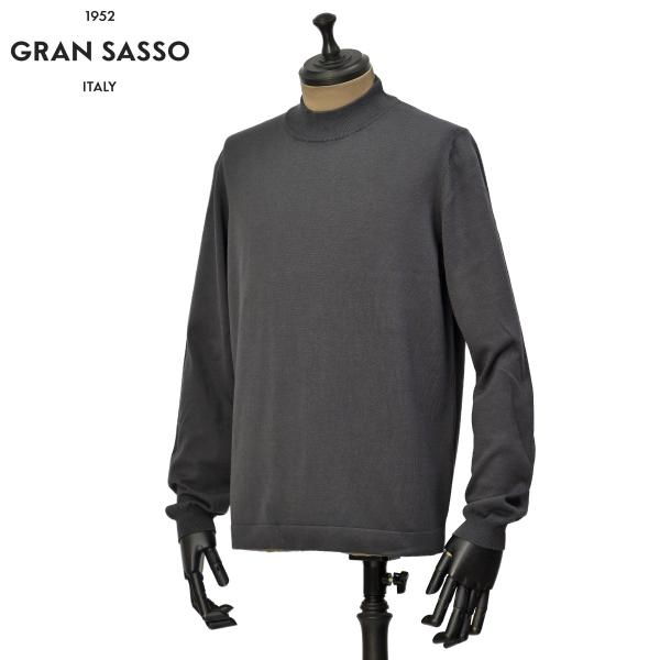 GRAN SASSO【グランサッソ】モックネックニット 58108 18120 095 ソフトコットン 12G チャコールグレー