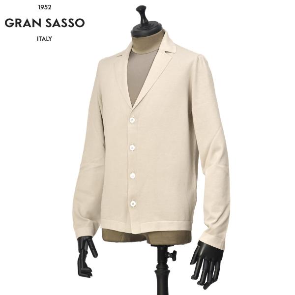 GRAN SASSO【グランサッソ】襟付きカーディガン 57105 18129 012 ソフトコットン 12G ベージュ
