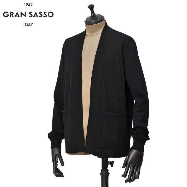 GRAN SASSO【グランサッソ】ボタンレスカーディガン 57185 14249 099 ウール 12G ブラック