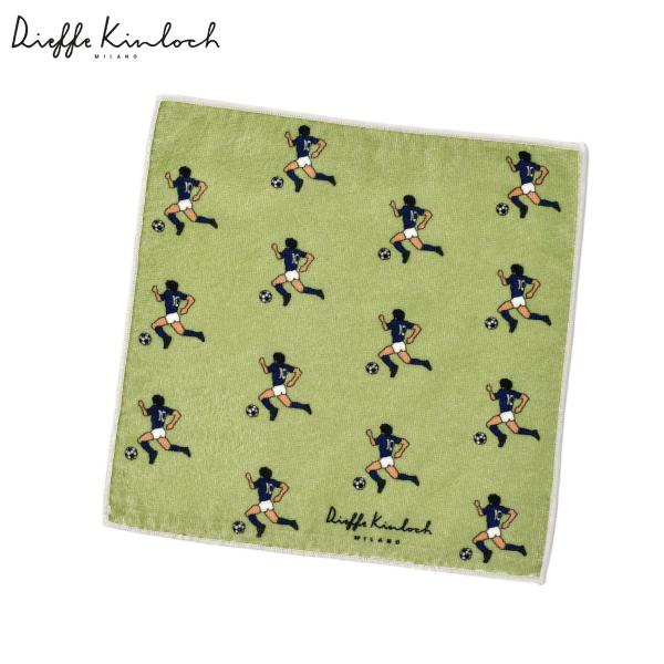 Dieffe Kinloch【ディエッフェ・キンロック】プリントタオルハンカチ MARADONA コットン グリーン シルバー