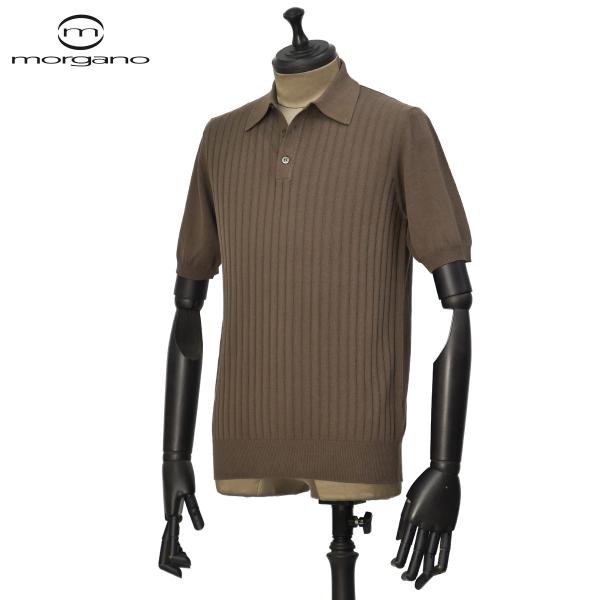 【FINAL SALE】MORGANO【モルガーノ】ニットポロ EM6281837 CC04 436 コットン 12G ブラウン