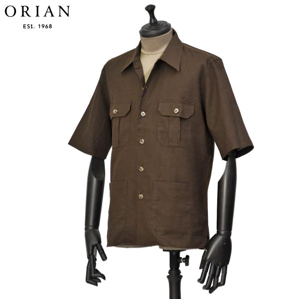 ORIAN【オリアン】別注半袖サファリシャツジャケットMJARMY CC 02U489 60 リネン コットン ブラウン