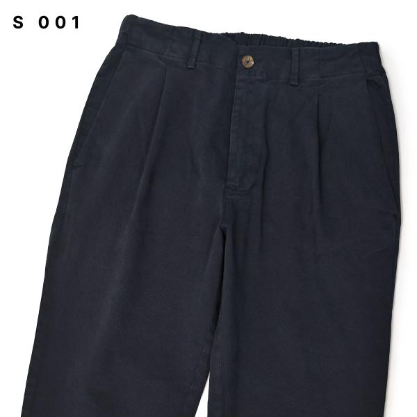 S 001【エッセ ゼロゼロウーノ】ワンプリーツパンツ PIRRO 85GAB NAVY コットン ポリウレタン ネイビー
