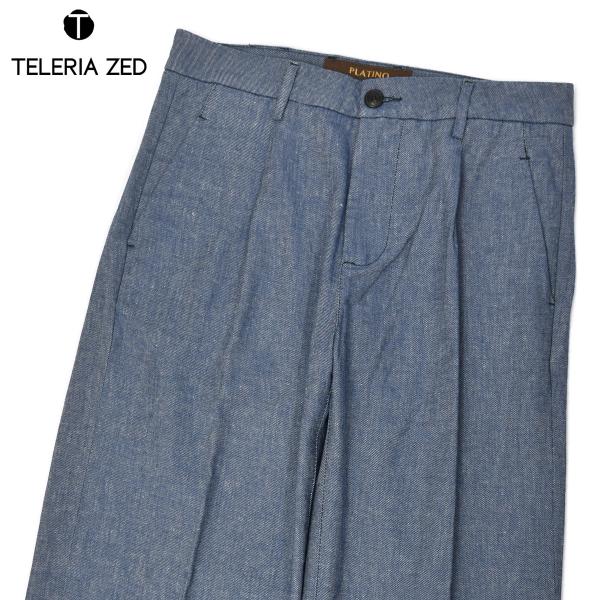 TELERIA ZED【テレリア ゼット】1プリーツパンツ FILIPPO SK15 DZ 000 コットン リネン ブルーメランジ