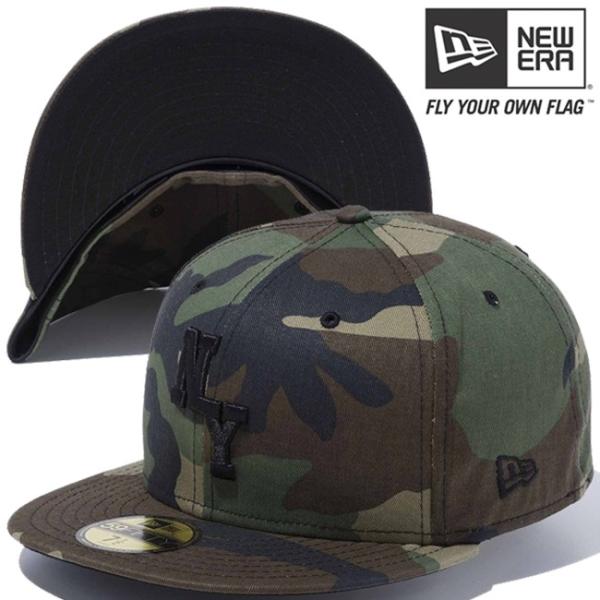 ニューエラ 5950キャップ ブラックロゴ ニューヨーク カスタム ウッドランドカモ ブラック New Era 59FIFTY Cap Black Logo New York Custom Woodland Camo