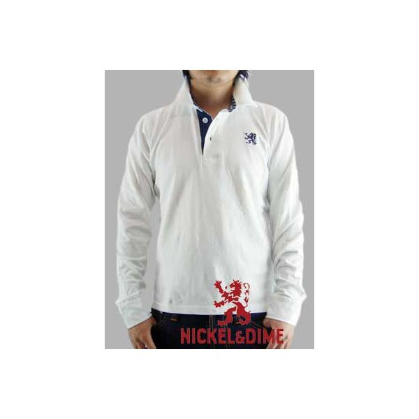 �ySALE�zNICKEL��DIME L/S Polo Shirt POLO M L JERSEY White  �j�b�P�����_�C�� L/S �|���V���c �|�� M L �W���[�W�[ �z���C�g