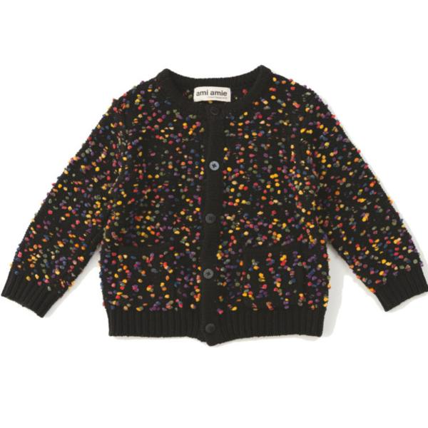 ami amie アミアミ“アミアミ”のポコポコカーディガンカラフルなポコポコを編みこんだニットカーディガン。ざっくりとした編み目が柔らかな風合いに。おうちの洗濯機で丸洗いが可能。デイリーに使えるのもうれしいポイント。関連キーワード:子供服...