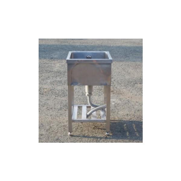 業務用 ステンレス 1槽 シンク W450 D600 H800ｍm 厨房 槽内寸W39D51深24cm 前へこみ W45