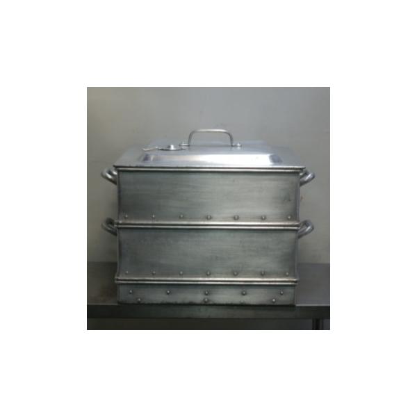 業務用 アルミ 角蒸し器 50cm 2段 水槽なし 内寸W47D47深17cm 外寸W50D64H45m せいろ スチーマー16.4kg 角蒸器 電気 ガス蒸し器用