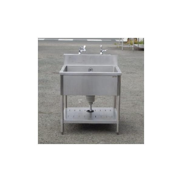 タニコー 業務用 ステンレス 1槽 シンク W750 D750 H800(+150)mm 厨房 槽内寸W67D59H27cm BG切り欠き すのこさび W75D75H80(+15)cm