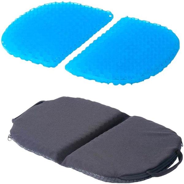 持ち運び便利なコンパクト ハニカム ゲル クッション 浮いているような座り心地 武田コーポレーション 座面クッション 軽量 折りたたみ ブルー 36×24×2.5cm 体圧分散 すべり止め加工を施した洗える専用カバー付き CGC3624