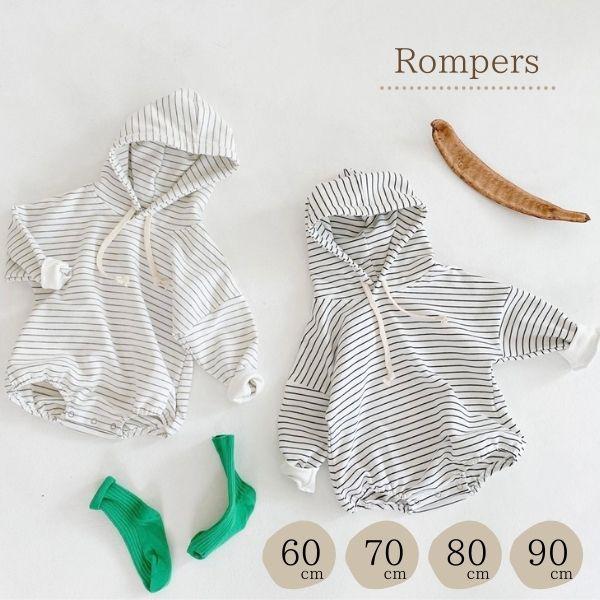ボーダー フード ロンパース カバーオール ジャンプスーツ 長袖 赤ちゃん ベビー服 おしゃれ 出産祝い 男の子 子ども 春 夏 秋 冬 子供 新生児 60 70 80 90 Border Hood Rom Lua Citron 通販 Yahoo ショッピング