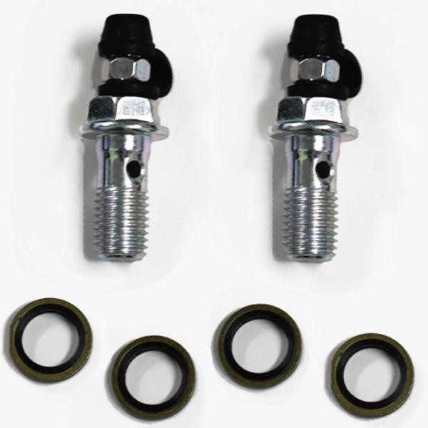 No-5540x2  ■商品内容：ブリーダーボルトｘ2 / バンジョーボルトｘ2 / ワッシャーｘ4 / ゴムキャップｘ2■カラー：シルバー（銀）■サイズ：M10 ピッチ1.0 / M10 ピッチ1.25　(画像をご確認ください。)■適合車...