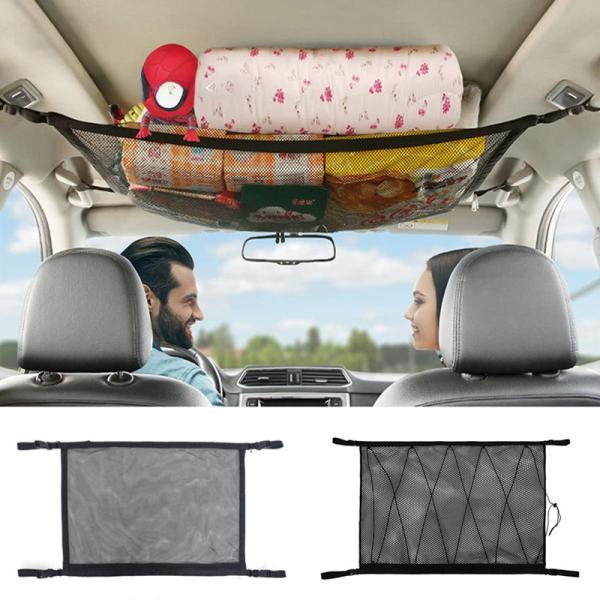 車 天井 ネット 収納 ルーフ バッグ カーゴ キャンプ ルーフネット 荷物 予備フック 車内 車中泊 アウトドア